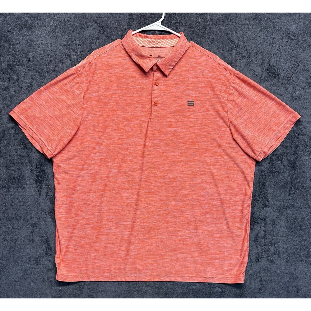 Three Sixty Six Golf Polo Shirt Men's 3XL Orange Heathered Performance Shirt